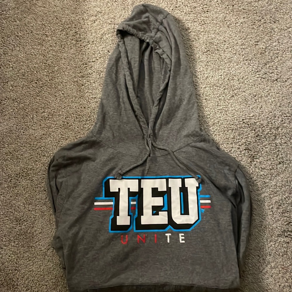 Tight End University long sleeve pullover with hood and front pocket